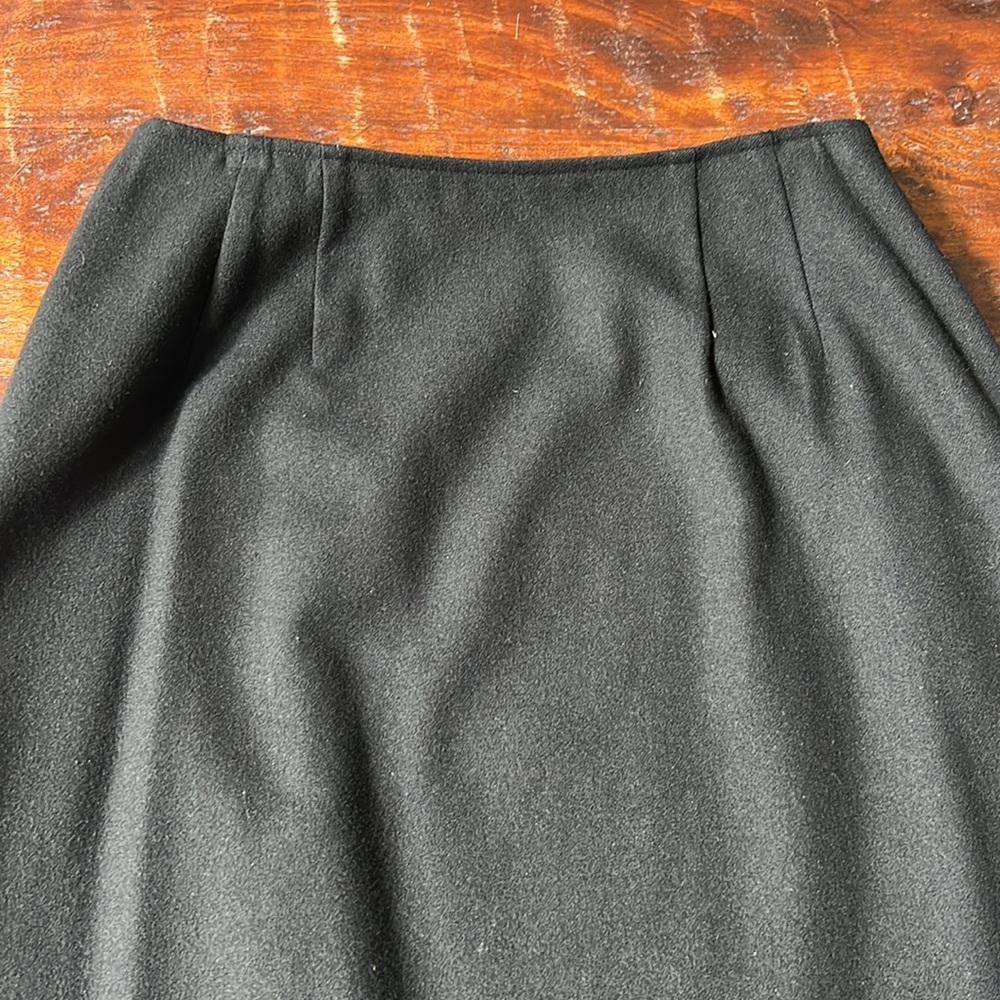 RALPH LAUREN 70s Wool Wrap Maxi Skirt Pleated Detail Asymmetrical Hem Black 10 - Picture 7 of 15